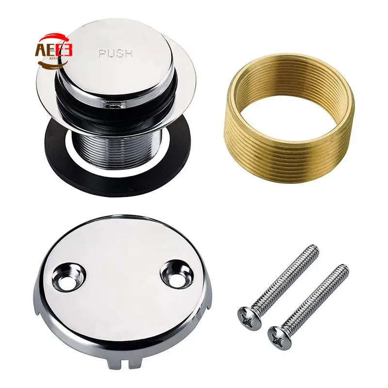 AEE3-Chrome Tip Toe Bathtub Tub Drain Conversion Kit Assembly, Tub Drain Trim Kit With Two Hole Overflow Faceplate