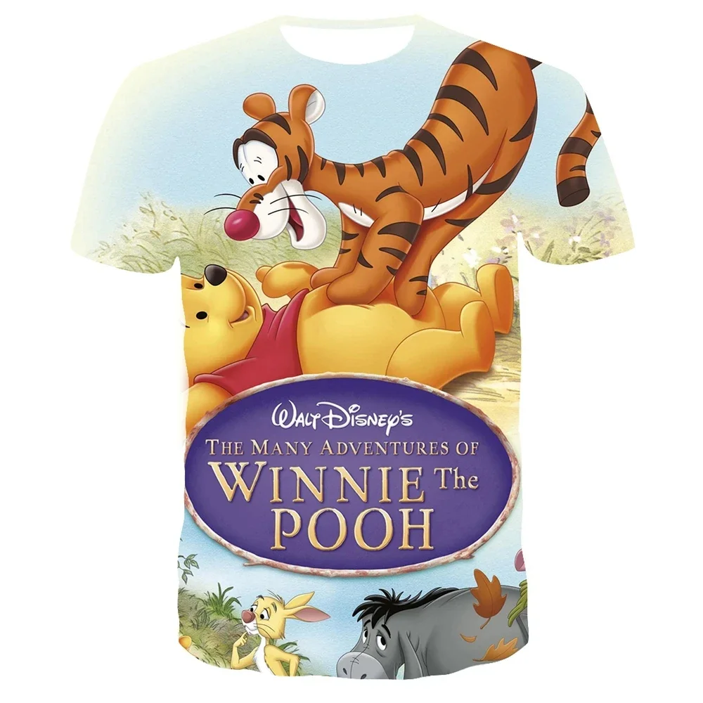 MINISO Cartoon Lovely Winnie the Pooh Short Sleeve T-Shirts 3d Printing Streetwear Kids/Adults Tops Fashion Oversized T Shirts