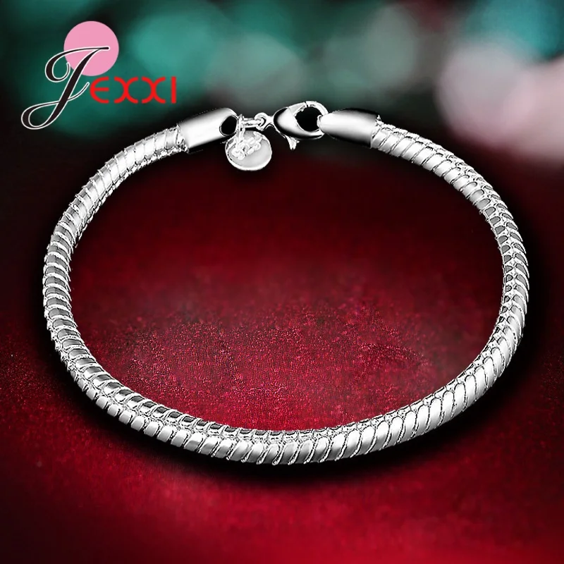 Promotion Sale Real Pure 925 Silver Needle Chain Bracelet for Men Women Unisex Jewelry with Lobster Clasps High Quality Bangle