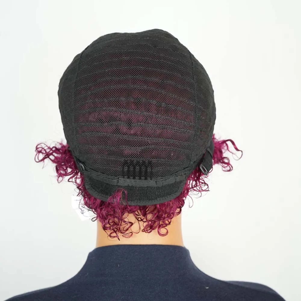 قصيرة عابث الأفرو شعر مستعار شديد التجعد النبيذ بوب شعر مستعار مع الانفجارات البرازيلي آلة صنع ريمي خصلات الشعر المستعار الإنسان جيري مجعد للنساء #6