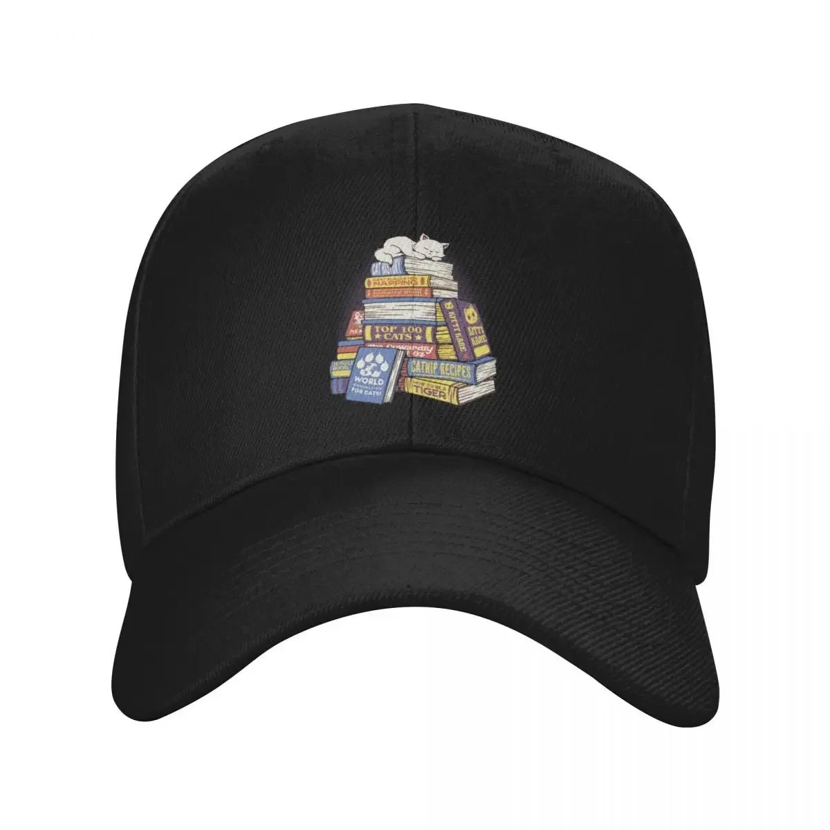 

Cat Books Feline Library by Tobe Fonseca Baseball Cap Golf Cap Funny hats fun hats Ladies Men's