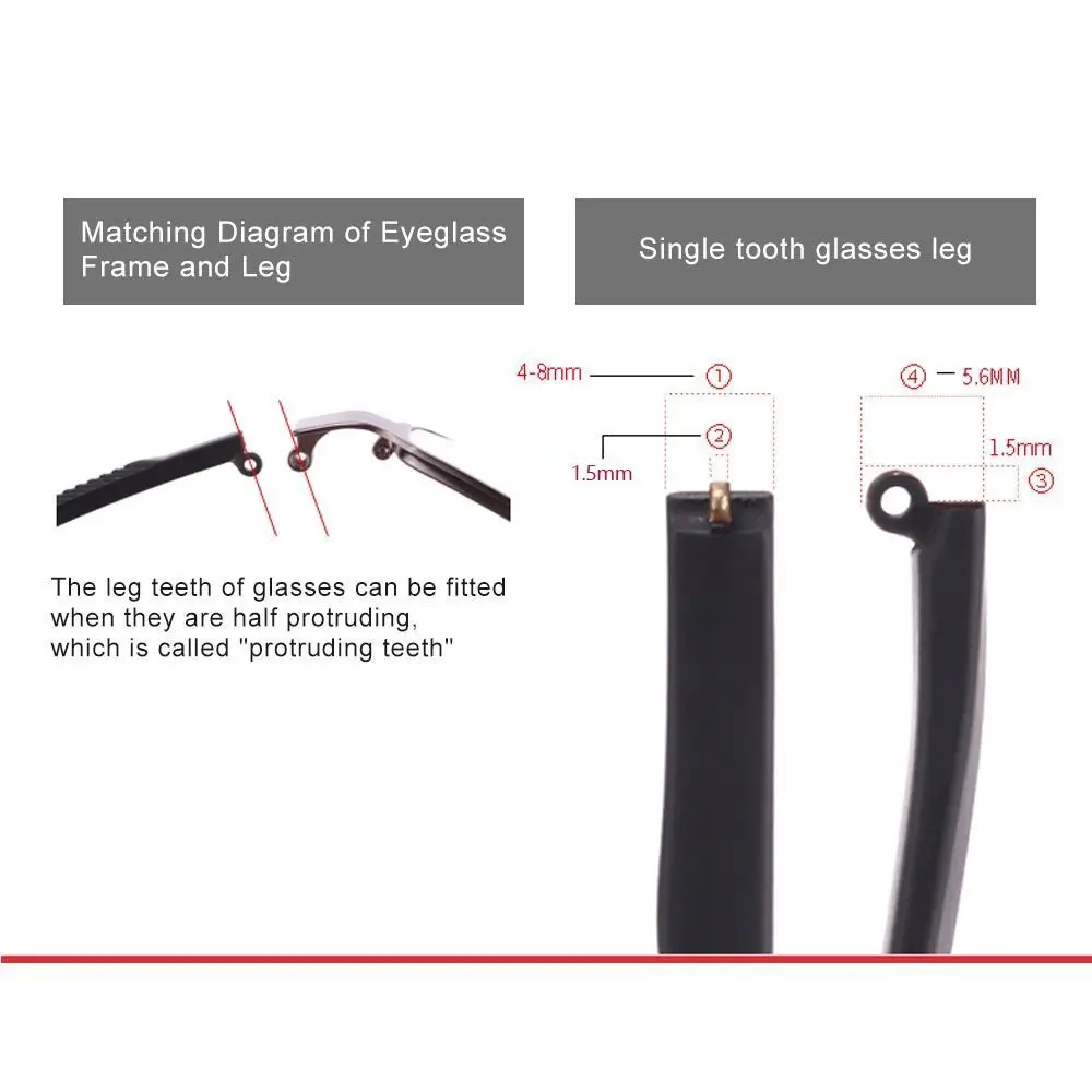 1Pair Anti-Slip Glasses Arm TR90 Eyeglasses Replacement Leg Glasses Temple Arm Single Tooth Spectacle Frame Repair Accessories
