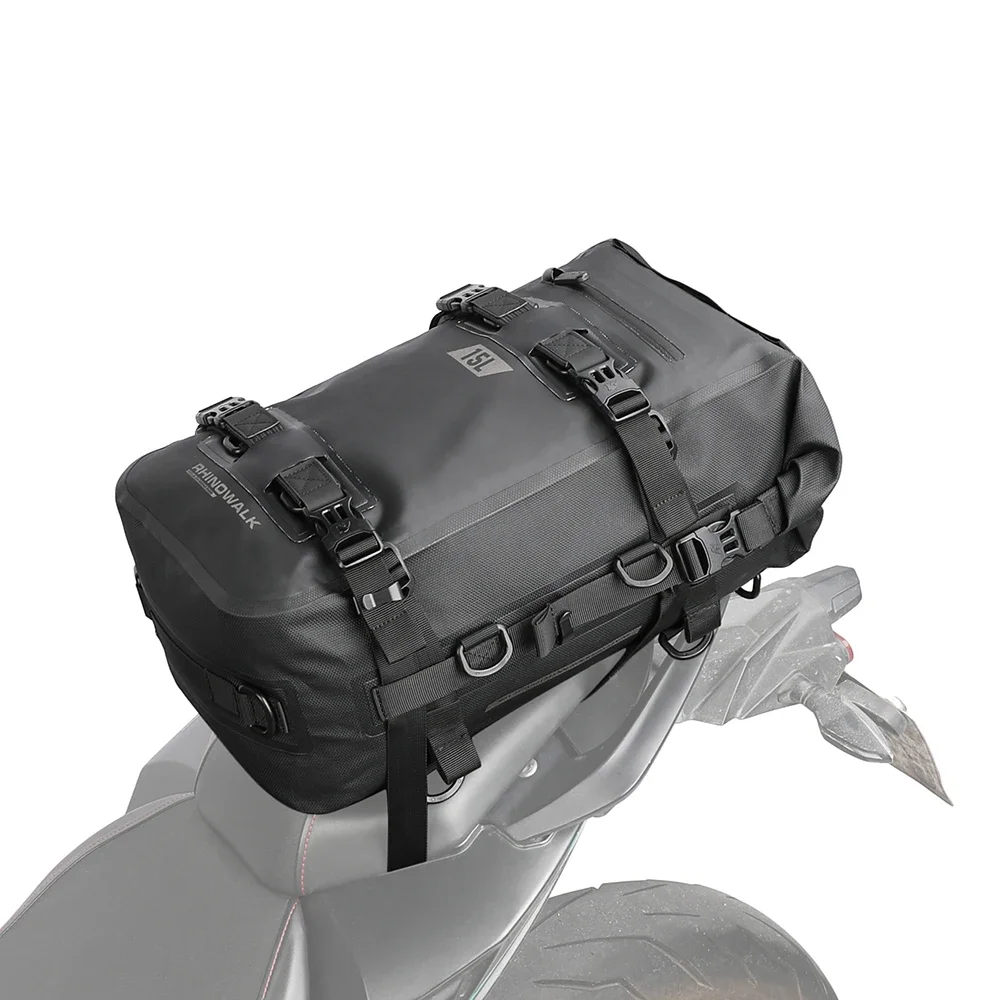 Rhinowalk Motorcycle Back Seat Bag Waterproof 8/15/30L Universal Outdoor Pannier Saddle Bag As A Backpack Motorcycle Accessories