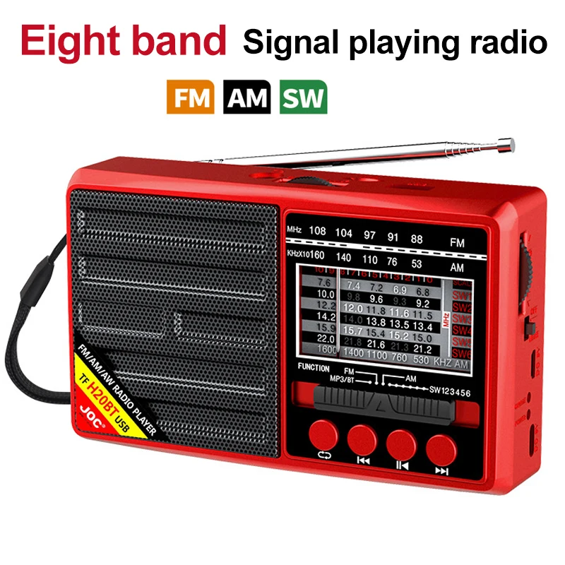 Portable Radio FM/AM/SW Full Band Receiver Rechargeable Radio Tf/usb Music Player with Lcd Display LED Flashlight