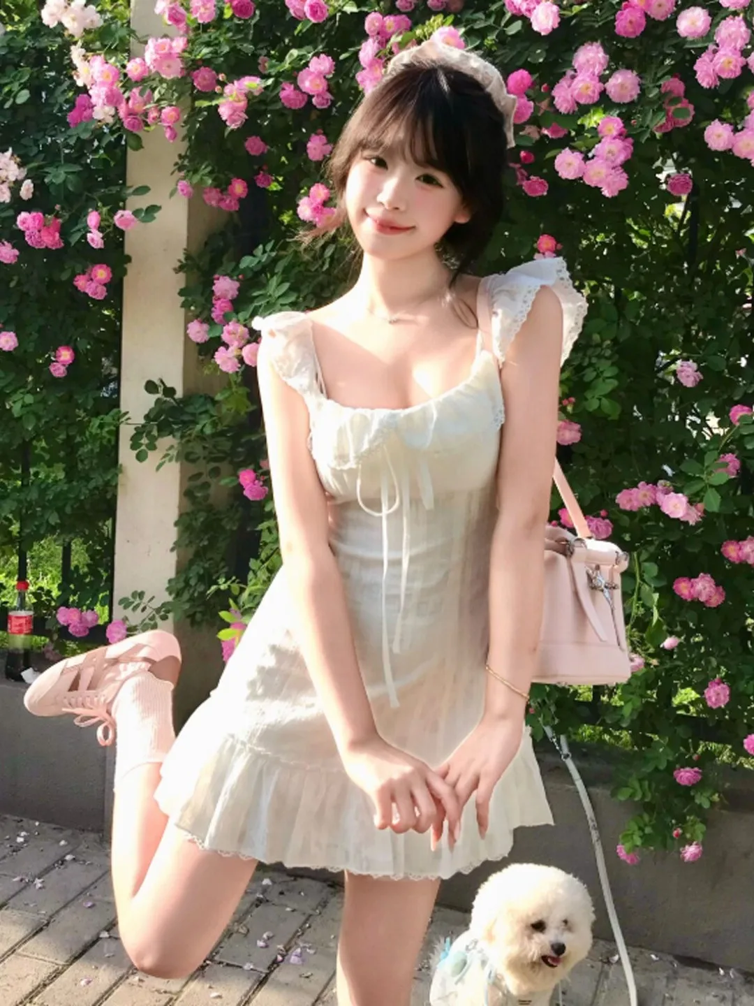 

Sweet Waist Cinched Dress Unique Beautiful Flounce Sleeve Summer Dress Soft Style Cotton Material Short Sleeve Dress