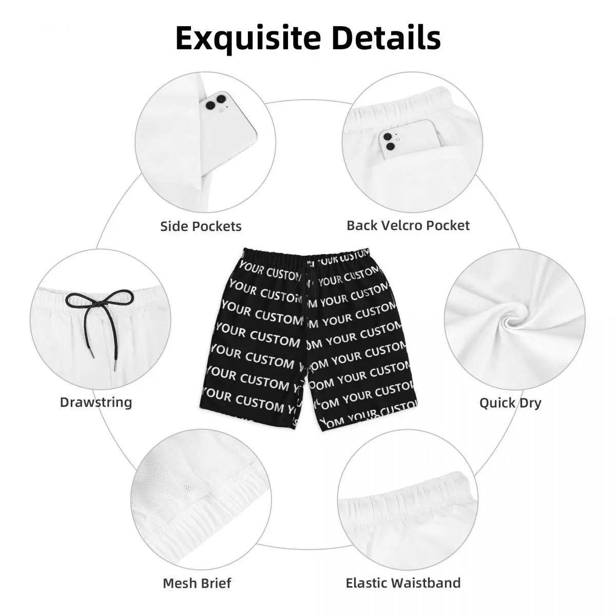 Summer Board Shorts Males Custom DIY Your Image Running Surf Add Design Beach Short Pants Stylish Comfortable Swimming Trunks