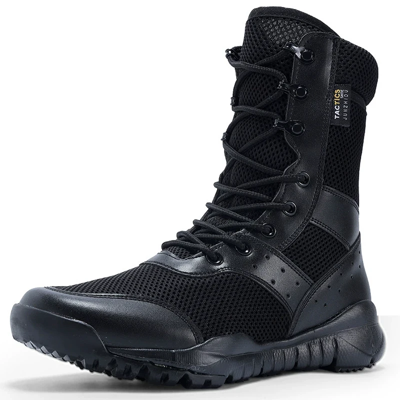 Breathable Mesh Men Desert Boots Lightweight Combat Boots Non-slip Outdoor Hiking Boots High Top Tactical Boots Large Size 49