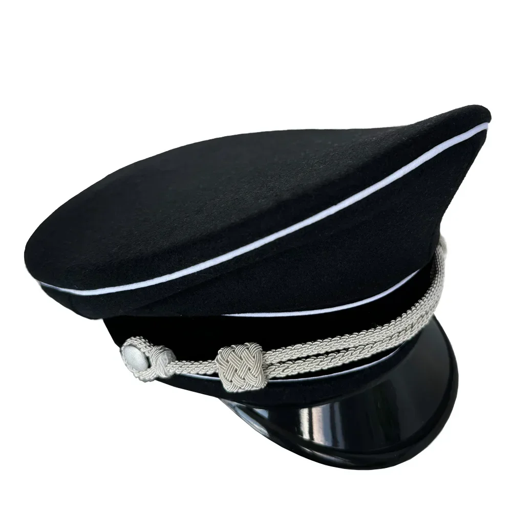 

German Cap Men's Hat Black Big Wool Cloth Reintage Sports Training Hiking Reintage WW2 Men‘s German Cap