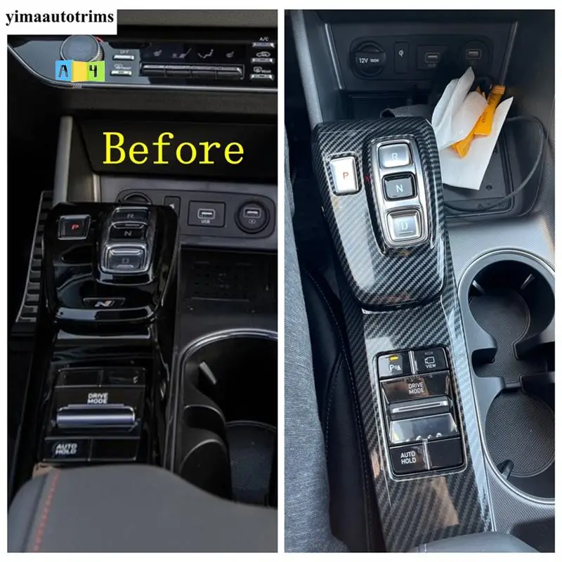 

A04E-Car Center Control Gear Shift Panel Cover Trim For Hyundai Sonata 2020 2021 2022 Accessories ,ABS Carbon Fiber