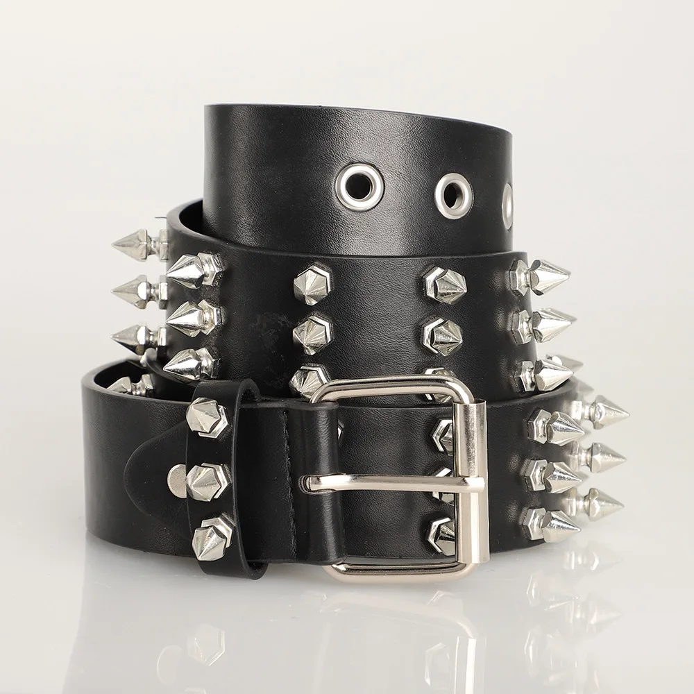 

Punk rock PU Leather Belts for Men Women Black Punk Rivets Vintage Gothic Punk Belt Accessories Retro Military Style