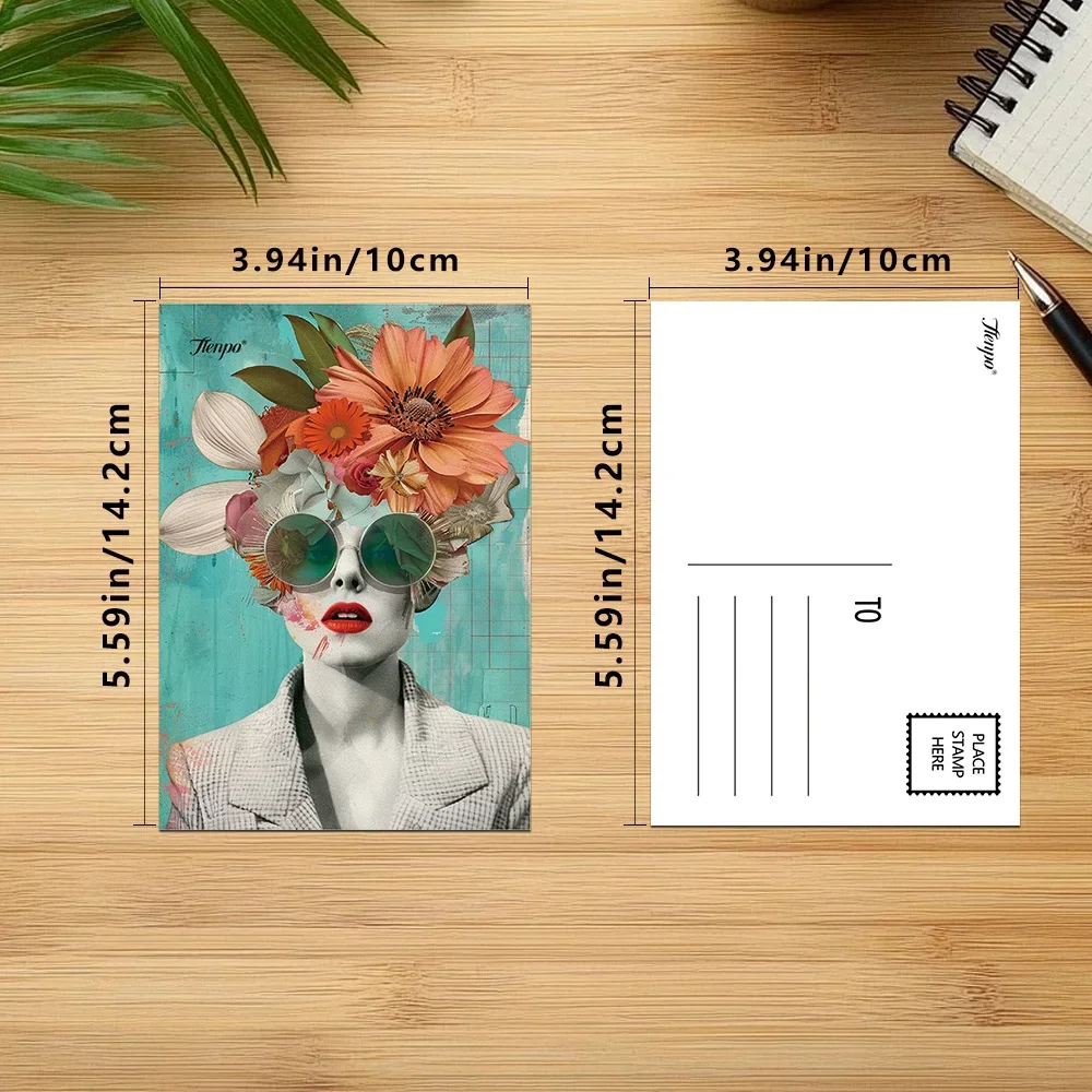 32pcs, Vintage Postcard, Abstract Surreal Woman Art, Bullet Journal Greeting Card, Bedroom Wall Decor, Collectible