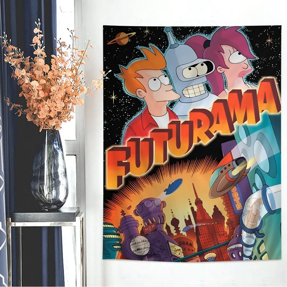 F-Futurama Art Hippie Wall Hanging Tapestries For Living Room Home Dorm Decor Kawaii Room Decor