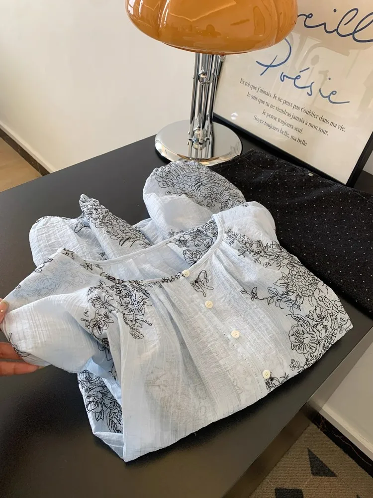 플로럴 프린트 블라우스 여성 긴팔 루즈핏 블라우스 가을 신상 셔츠 패션 탑 캐주얼웨어