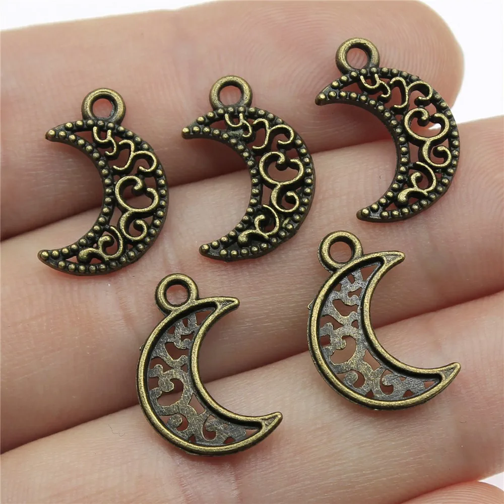 WYSIWYG 20pcs 17x11mm Carved Crescent Moon Charms Vintage Antique Silver Color Moon Carved Charms image 4