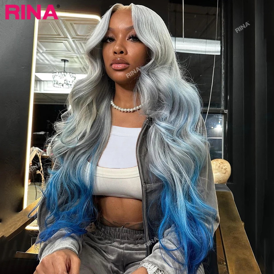 

13x4 13x6 Lace Frontal Gray Blue Colored 13X4 Transparent Lace Front Wigs Body Wave Transparent Lace Human Hair Wig For Wome