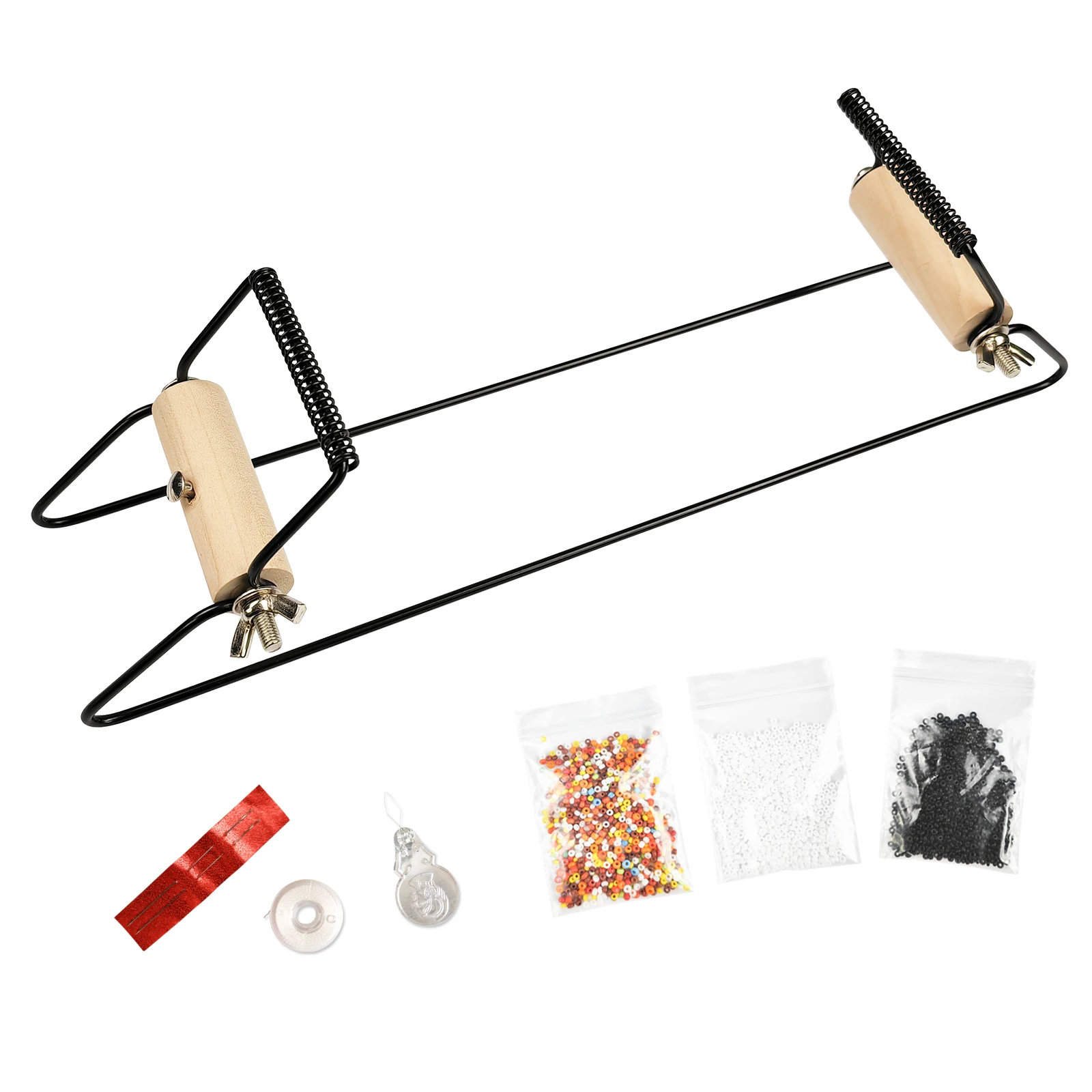 XUQIAN Small Metal Bead Loom Kit Includes Extra Wide Loom Thread Needles and 3 bags Glass Beads for Bracelets And Necklacess