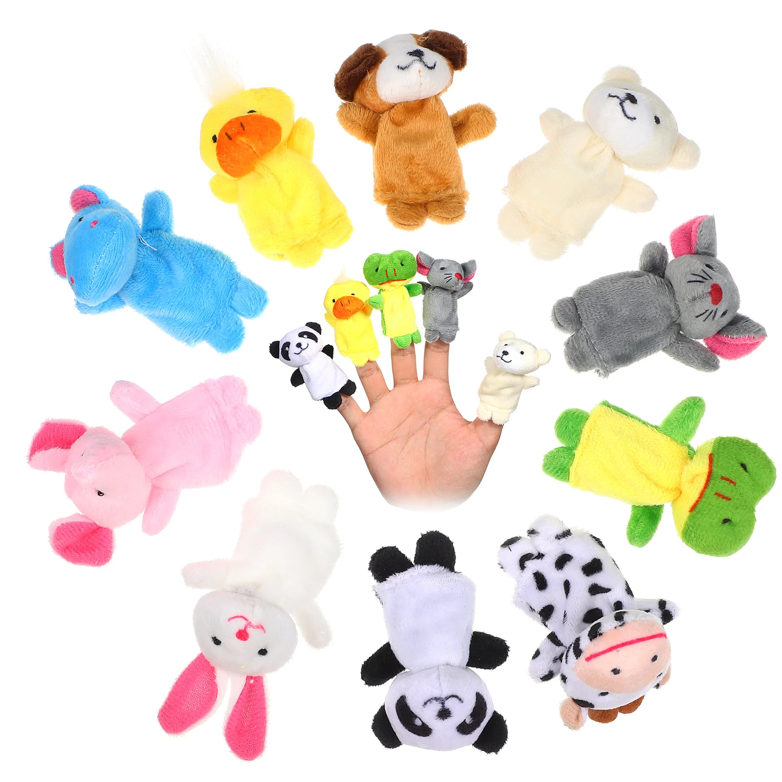 10 Pcs Finger Puppet Movable Puppets Hand Dolls Animal for Babies Mini Kids Plush Toys Cartoon