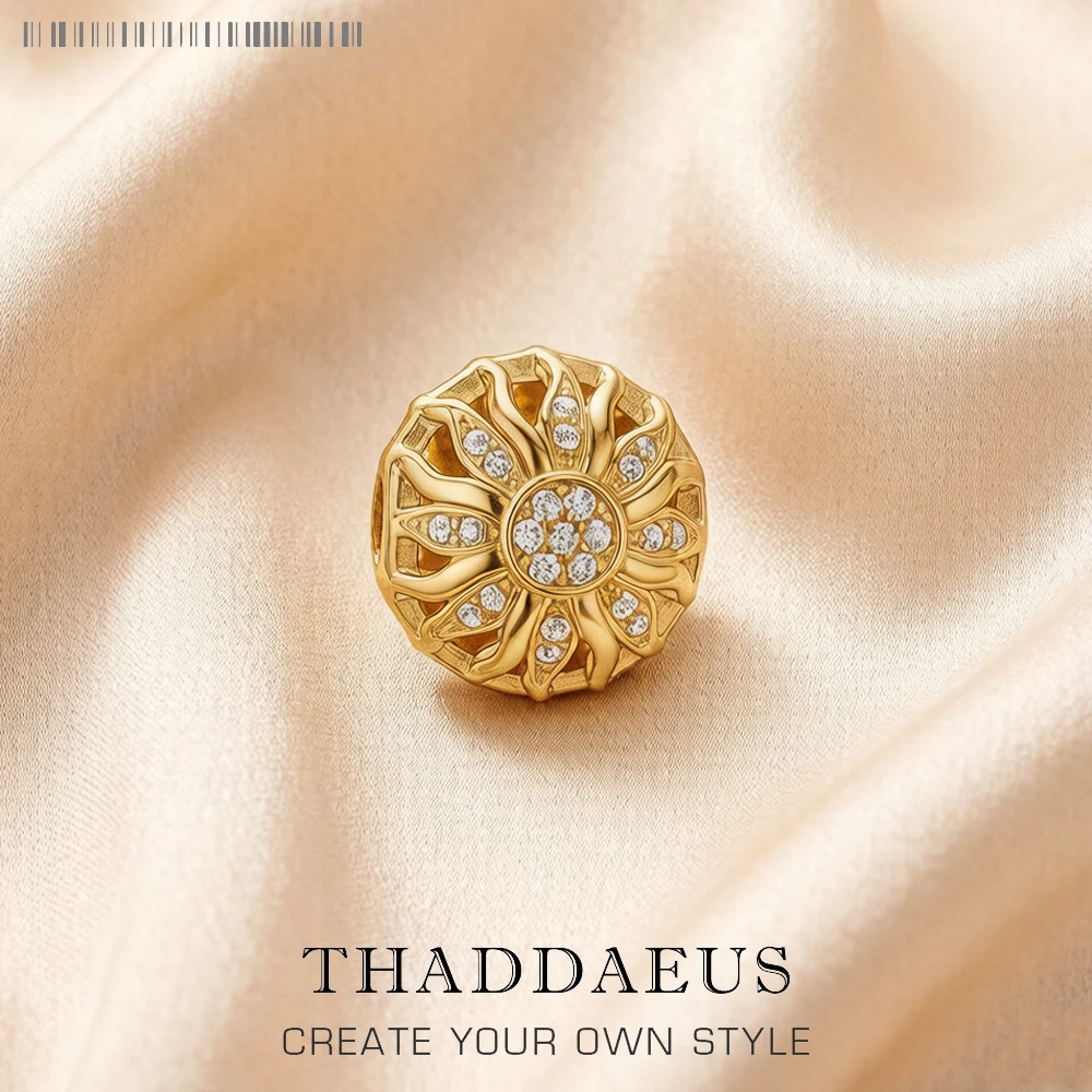 

Beads Golden Sun Pave Summer Brand New 925 Sterling Silver Charm Karma Jewelry Accessories