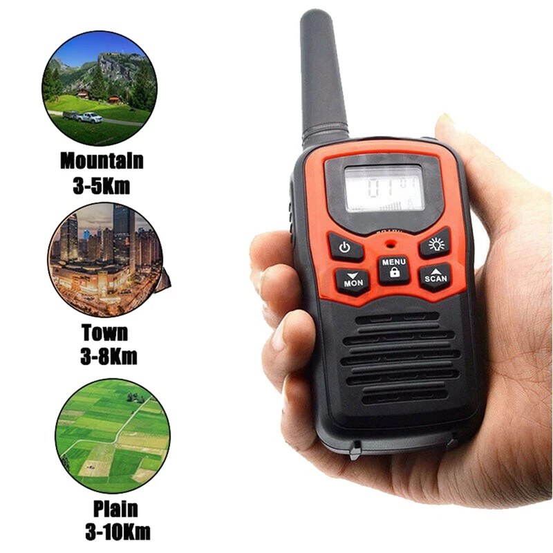 Conjunto de rádio walkie talkie portátil, 2 peças, 22 canais, 10 km, uhf, 400-470 mhz, banda dupla, transceptor de comunicação de longo alcance