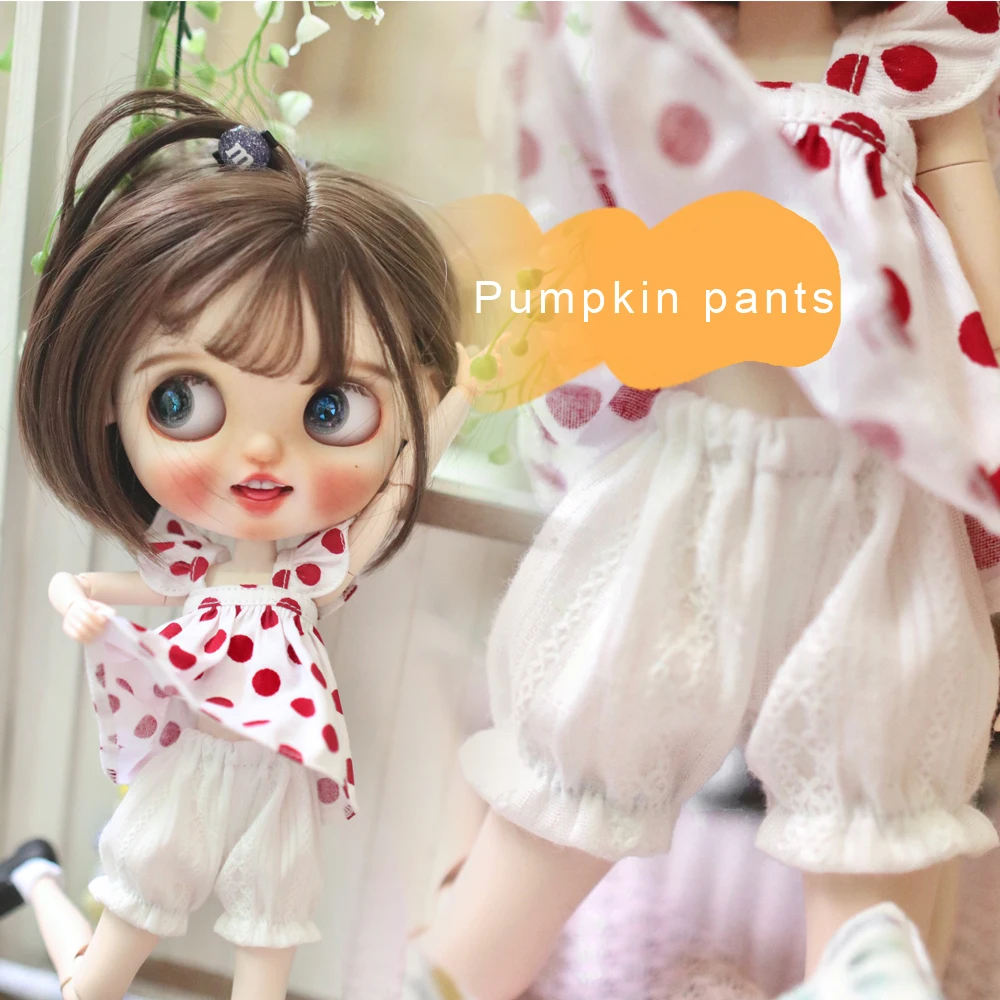 

H01-A033 children handmade toy 1/6 ob24 azone blyth doll clothes Jacquard Bloomers pumpkin pants shorts 1pcs