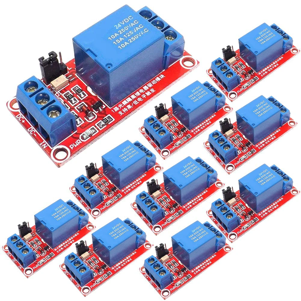 10pcs 1 Channel Relay Module Relay Board With Optocoupler Isolation 5V/12V/24V Electrical Equipment Accessories