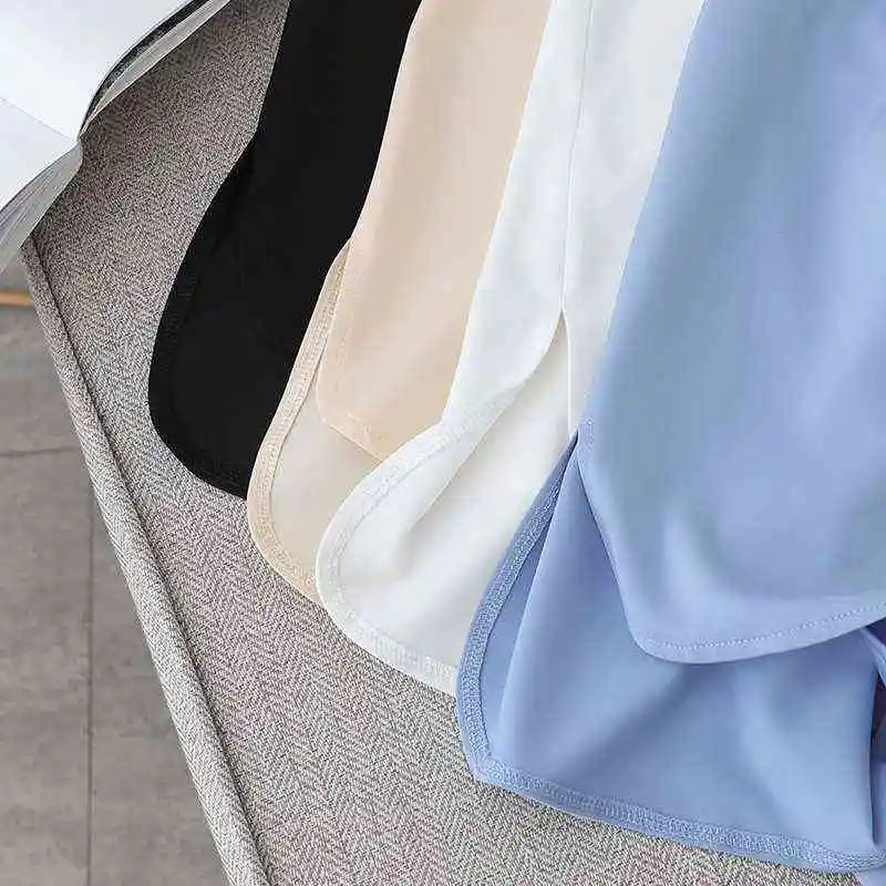 

White Satin ort-Sved irt Women's Suit Collar Design Commute Sle Korean Version Cotton 00% Knot Embroidery