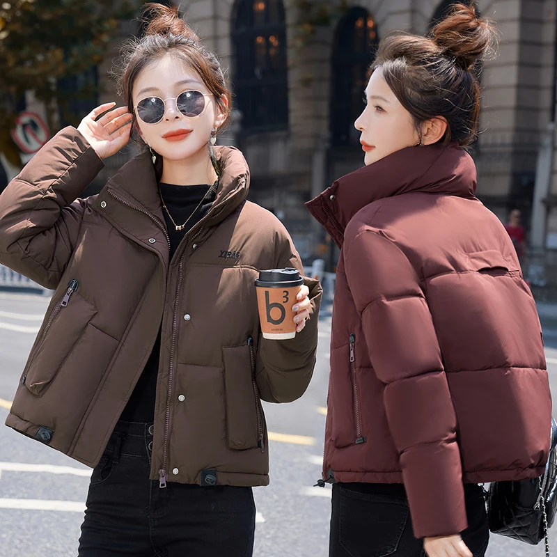 

Зимнее женское теплое модное стеганое пальто из хлопка с застежкой-молнией, прямое длинное светящееся пальто с застежкой-молнией...