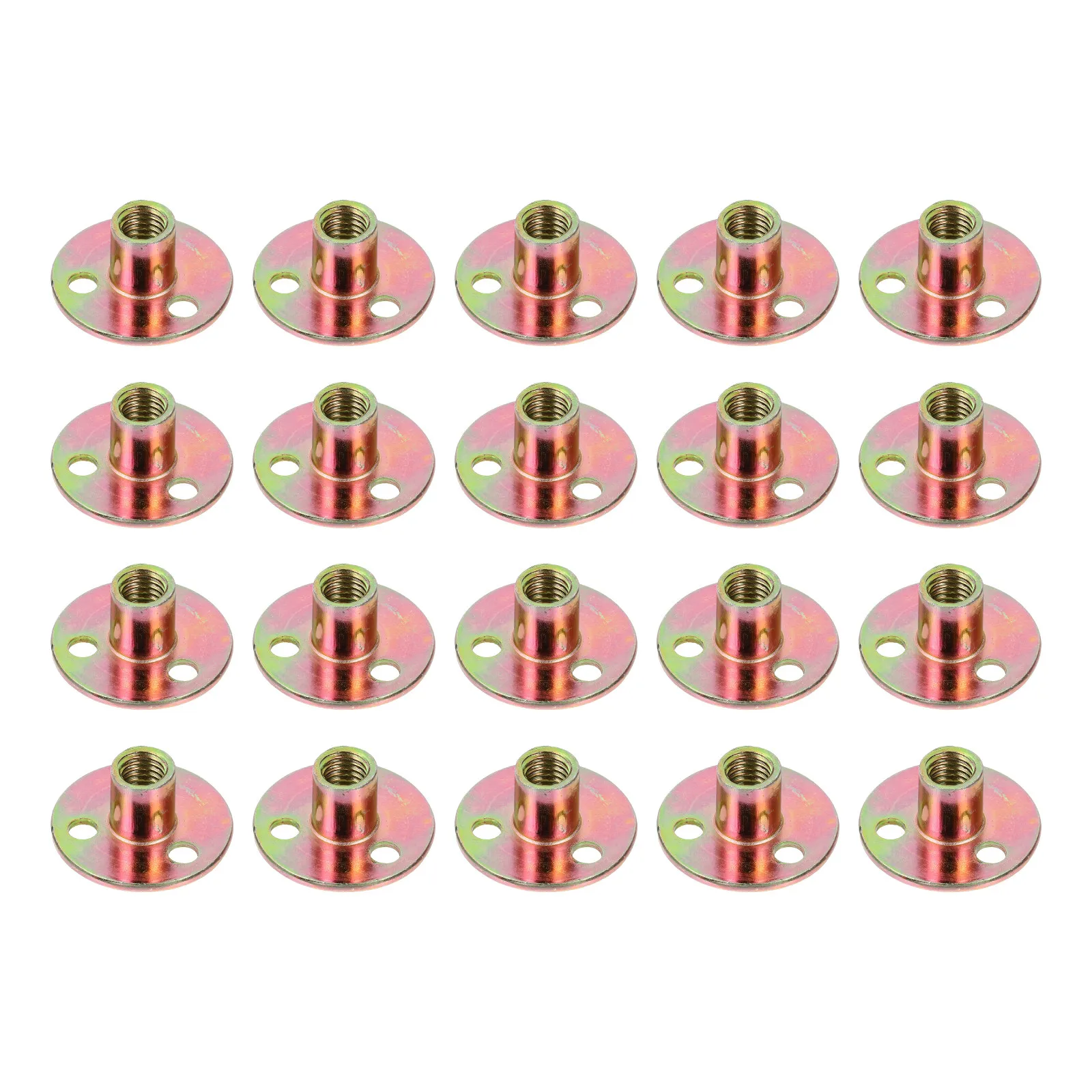 

20Pcs M10 Three Hole Round Plate Nuts Iron Flange Plate Screw Nuts for Wooden Furniture Installation Ceiling Suspension Wall