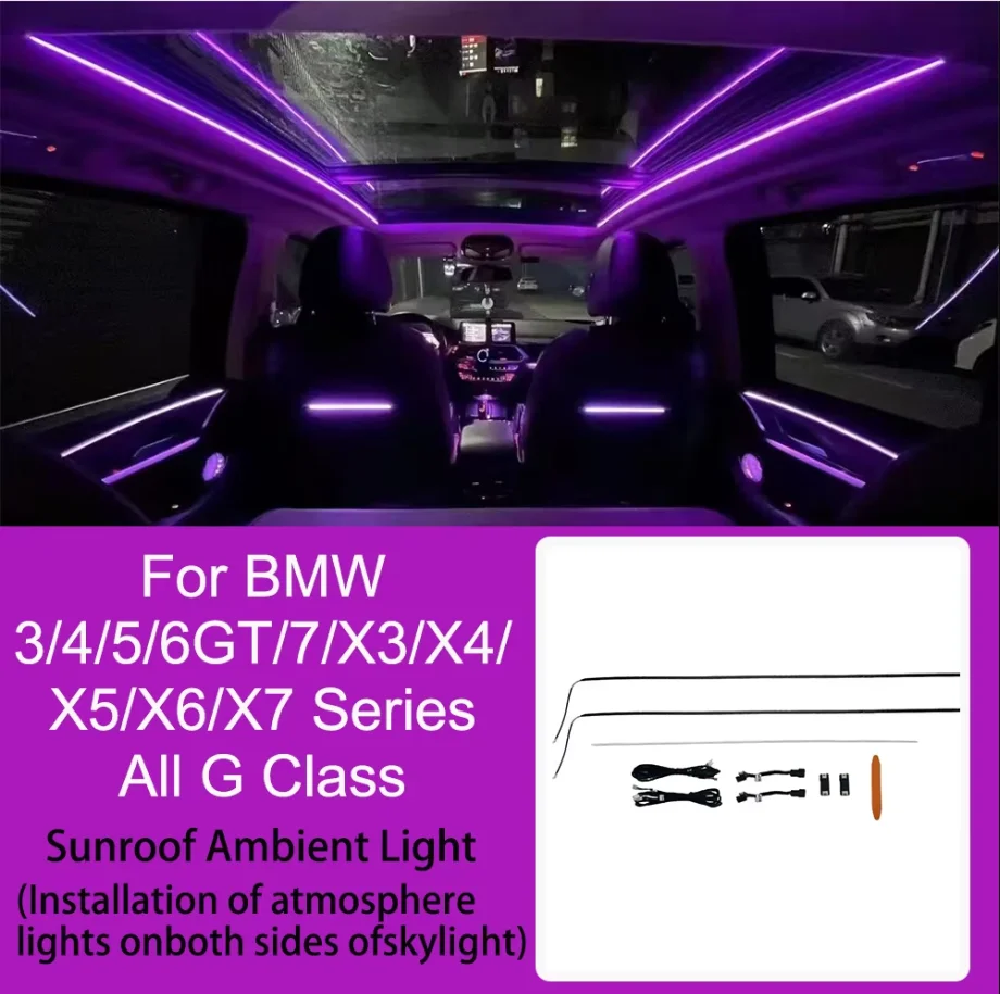LED Sunroof Light For BMW 3/4/5 Series G20 G30 G01 G05 X3X4X5X6X7 IX3 GT7Series Car Roof Panoramic Skylight Ambient Lights Refit
