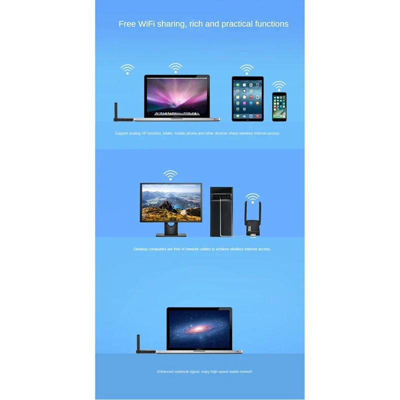 Chip 2.4G/5G Dual Band USB Wifi Adapter 1300Mbpsusb Wifi Dongle USB 3.0 Antenna Receiver Network Card Wifi Module For PC