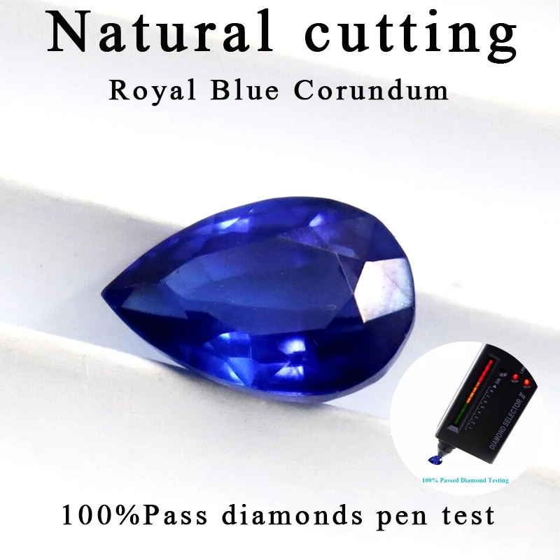 Corindon de coupe naturelle saphir bleu Royal, pierres précieuses à breloques en forme de poire pour bricolage, matériaux de fabrication de bijoux