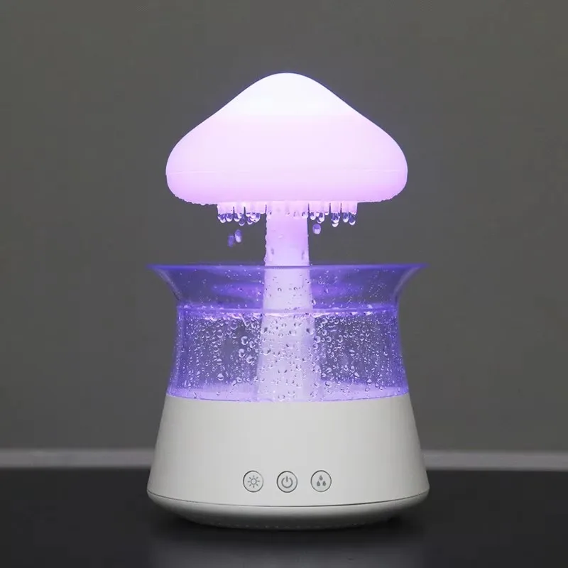 

Colorful lights baby sleep help white noise machine water droplets sound dripping air diffuser mushroom rain cloud humidifier