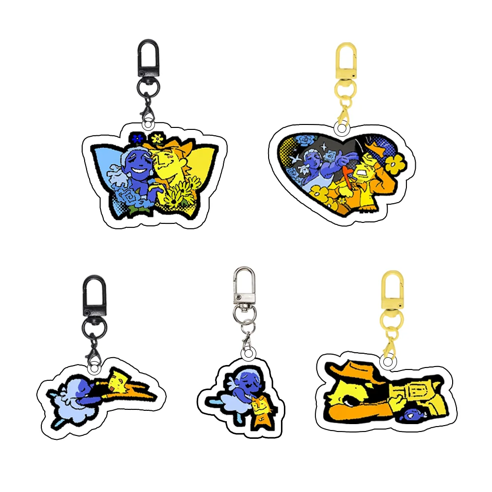 Llavero de acrílico verde Aqua Seth con flores de siete colores del juego Deltarune Capítulo 5, colgante decorativo, regalo para festivales