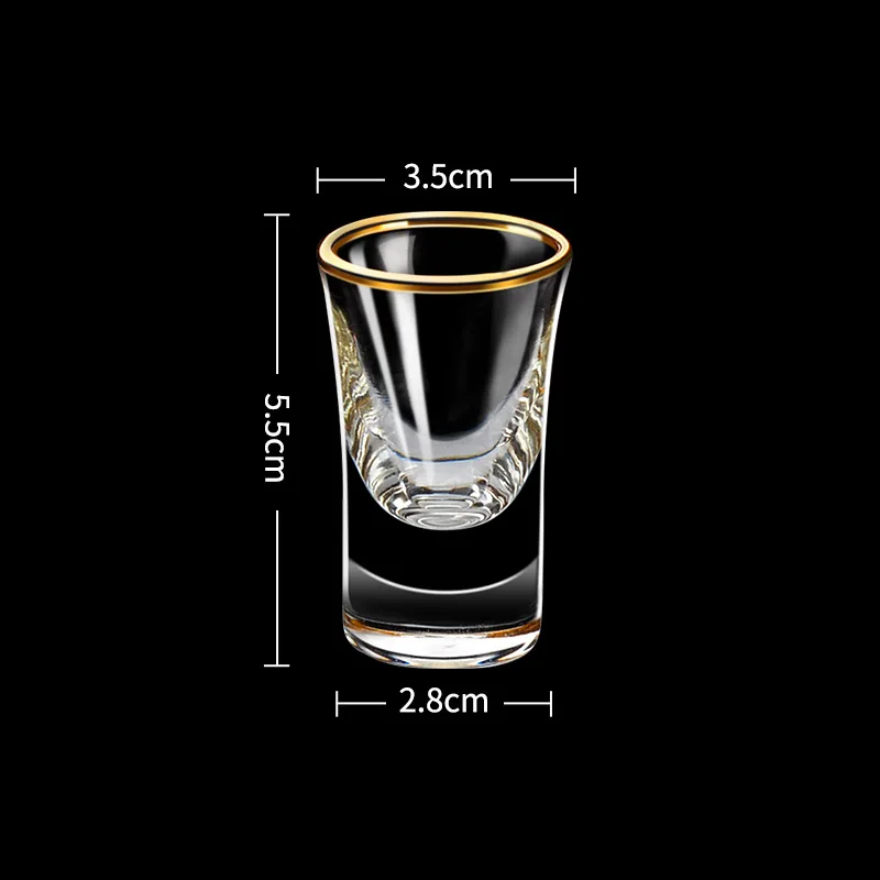 6pcs Gold Foil Color Spirits Cups Household Creative Small Wine Cup Glass Gilt Edged Cup Wine Dispenser Baijiu Cup Wholesale Cup