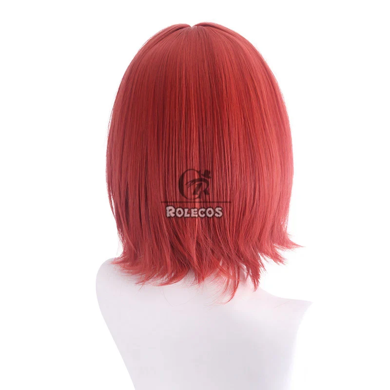 ROLECOS Tokyo Mew Mew Ichigo Momomiya Cosplay Pruiken Ichigo Momomiya 35 cm Korte Rechte Rode Pruik Hittebestendige Synthetisch Haar