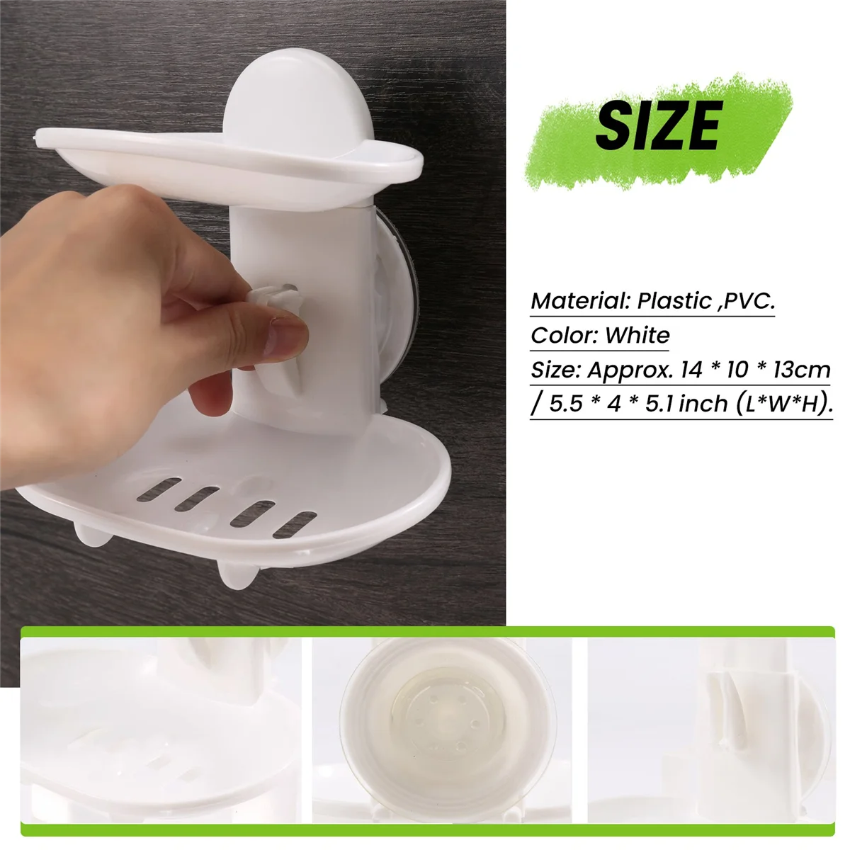 Double Soap Dish Strong Suction Soap Holder Cup Tray for Shower Bathroom (White)JAS