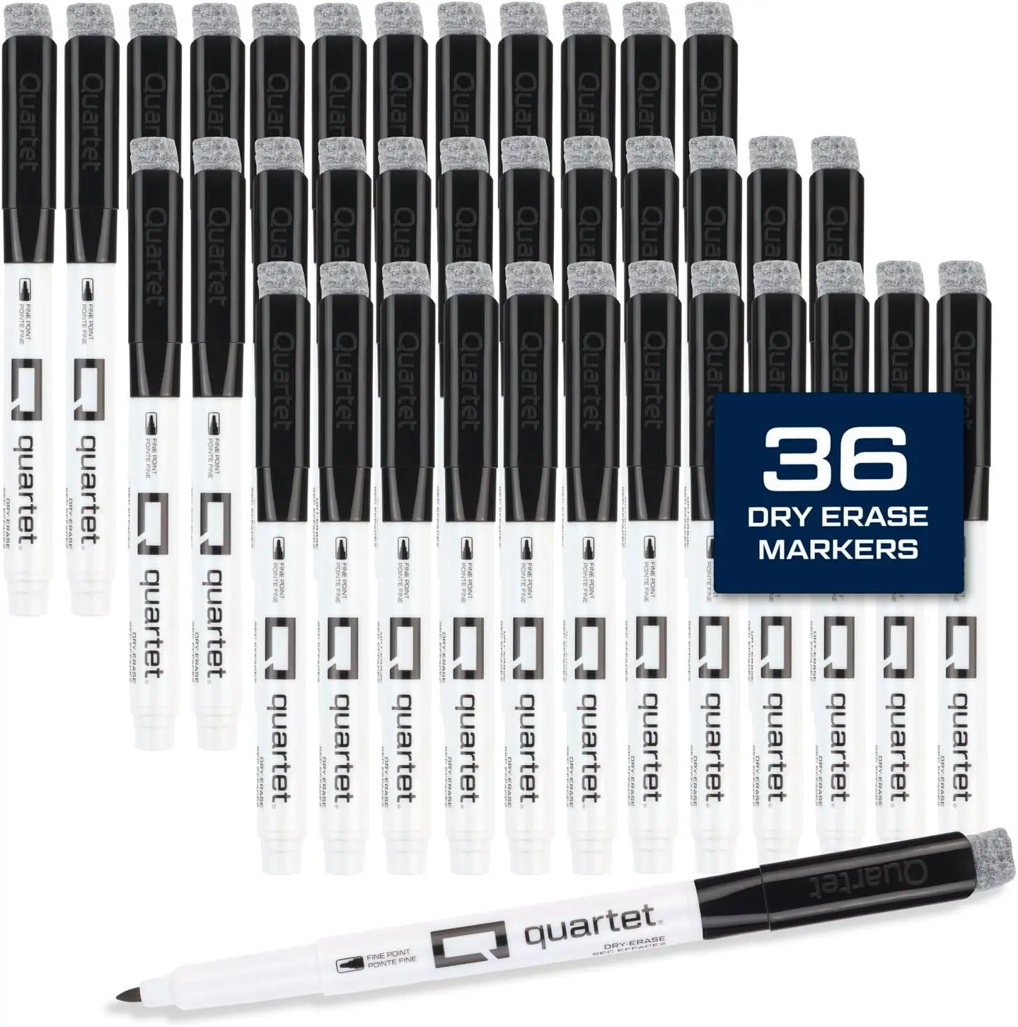 

Fine Tip Dry Erase Markers, 36 Pack Black for Whiteboard with Magnetic Eraser Cap