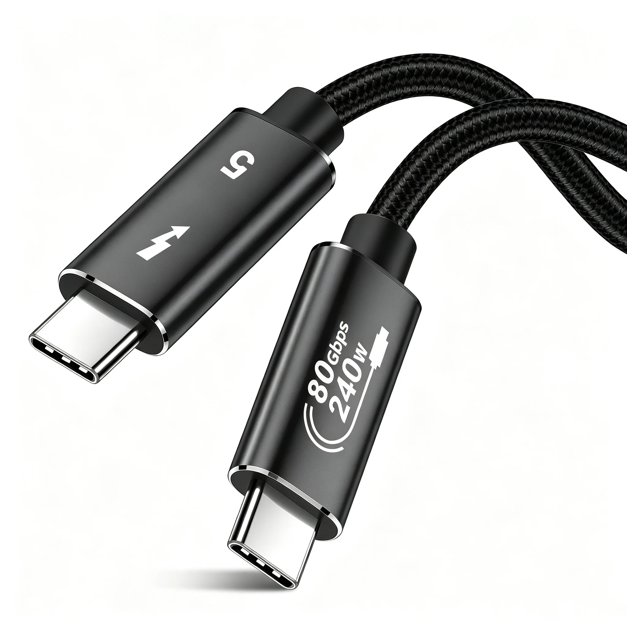 Кабель USB‑C на C, 80 Гбит/с, 240 Вт, быстрая зарядка PD3.1, поддержка дисплеев 16K/8K, совместим с Thunderbolt5/4/3, USB4, док-станциями, Macbook Pro, eGPU, SSD.