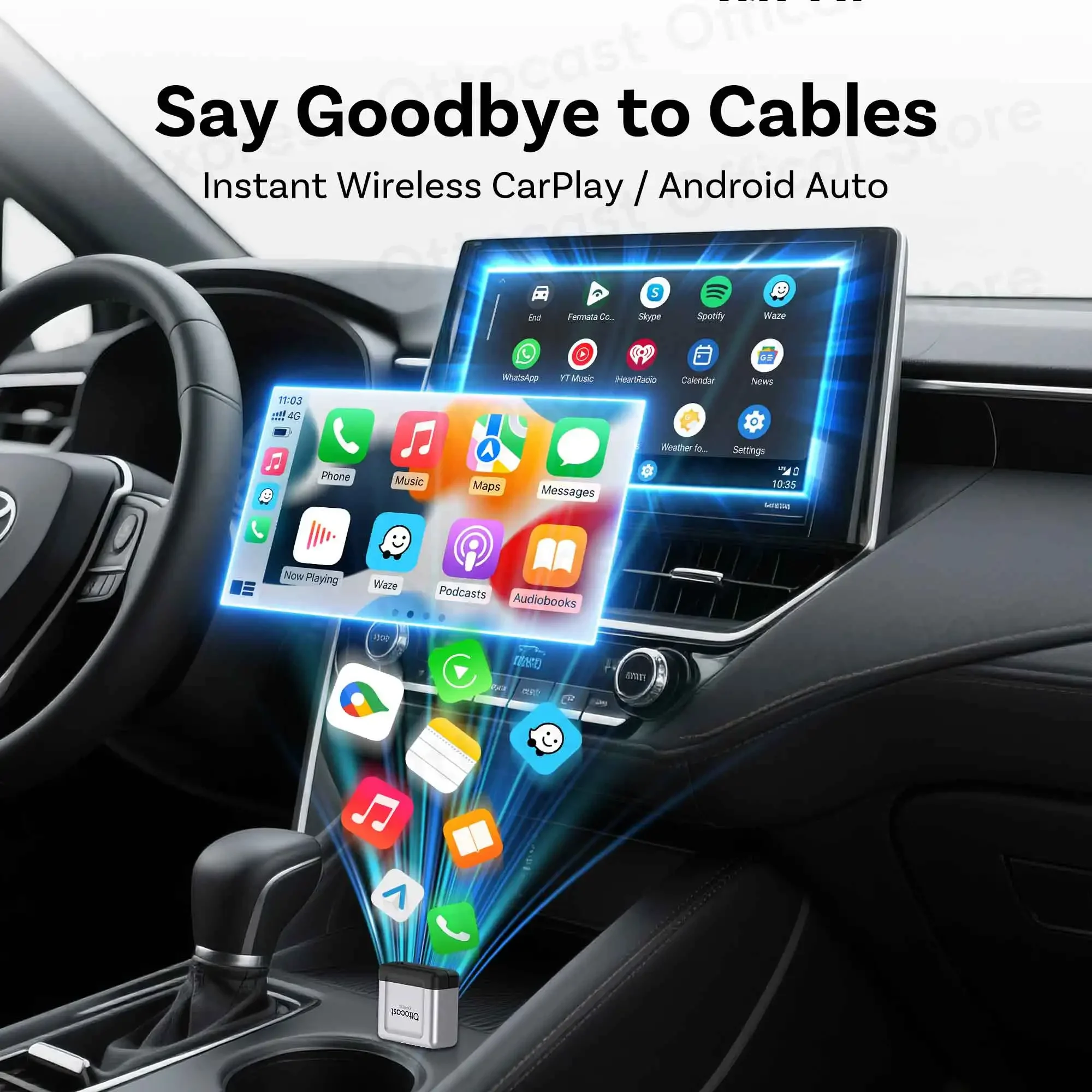 Ottocast Express Mini Gem Cube 3.0 Wired to Wireless CarPlay Android Auto Adapter USB Dongle Car Accessories for iPhone Android view 3