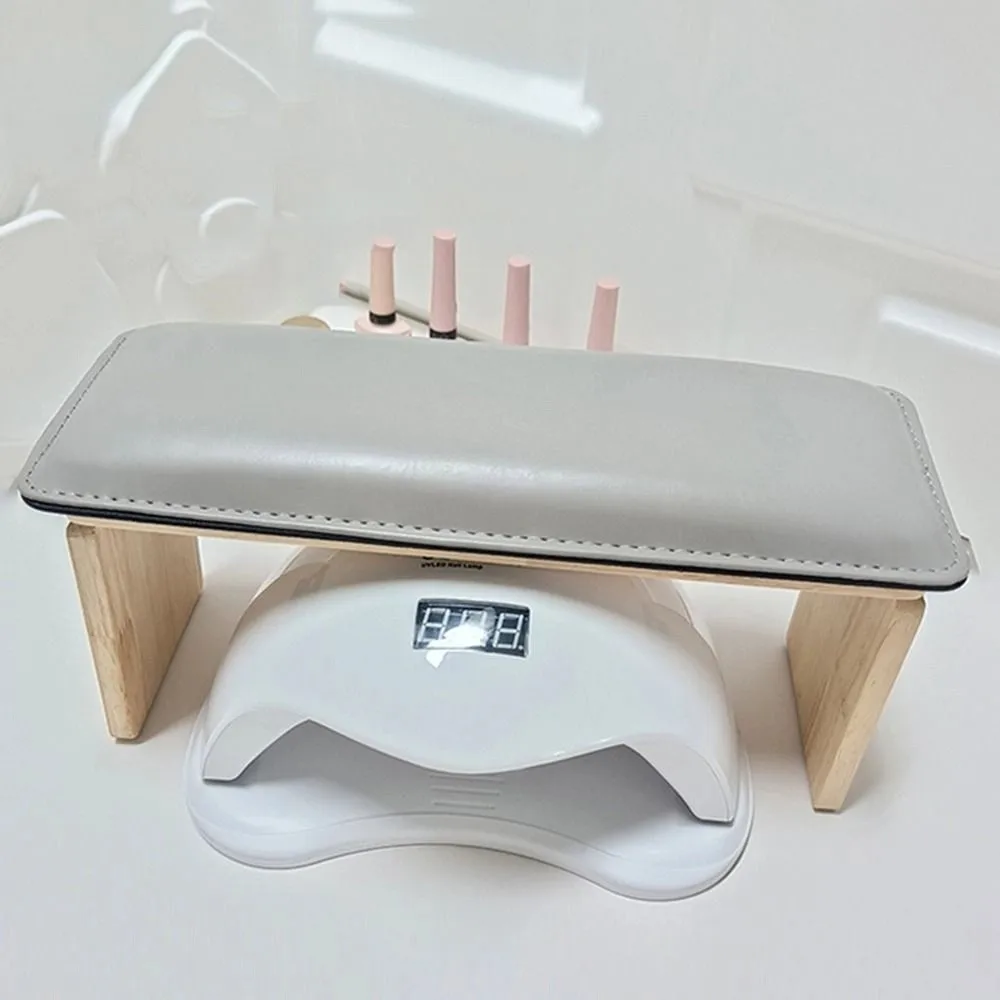 

Foldable Nail Arm Rest Cushion Hand Support Space-saving Soft Nail Pillow Wooden Base Arm Rest Manicure Hand Pillow