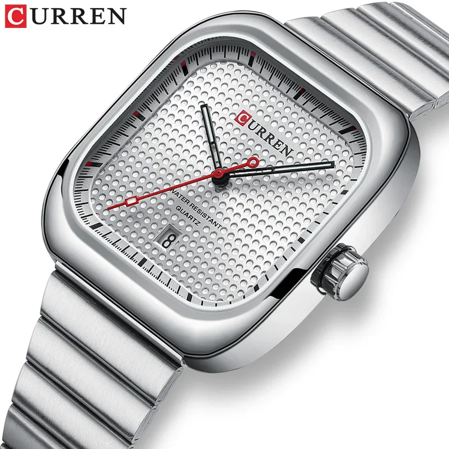 Cuurren 8460 Men\'s Watch Square Fashion Steel Band Men\'s Watch Leisure Quartz Watch