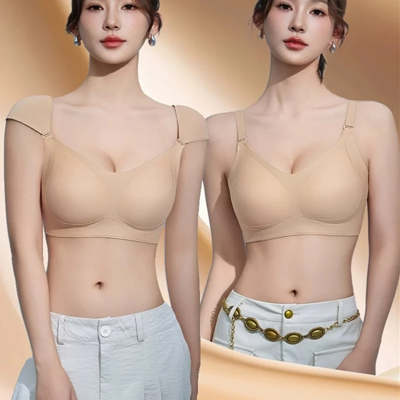 Seamless Invisible Bra for Women with Large Breasts And Small Shoulders Comfortable Supportive Underwear with Removable Pads