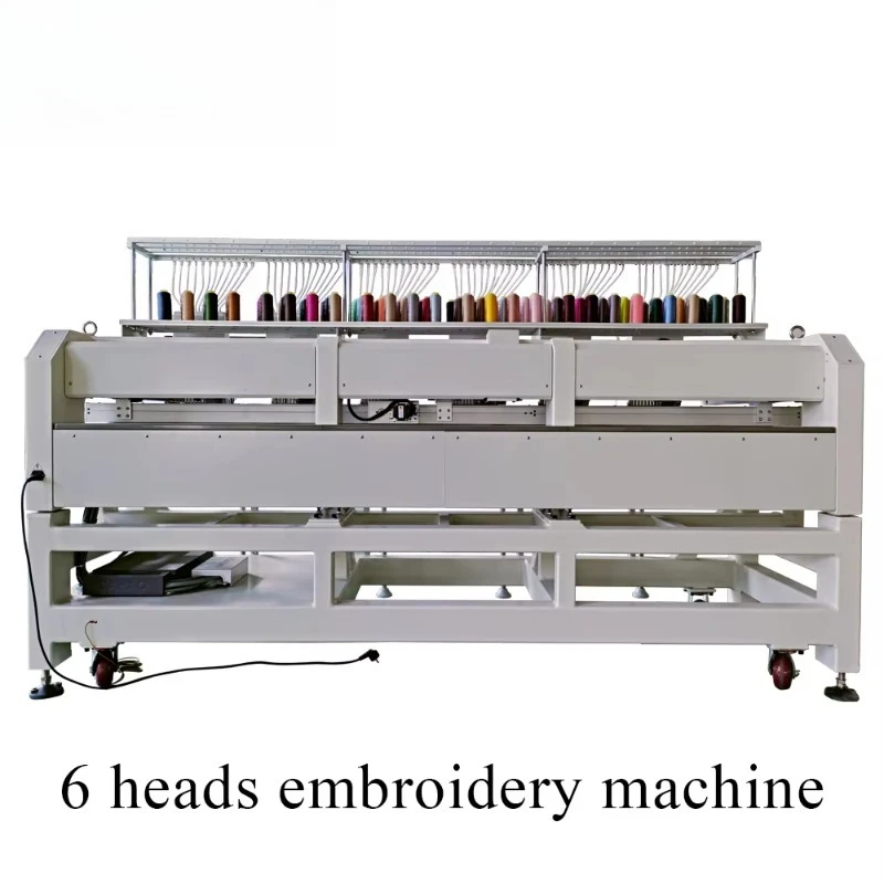 For 6-Head Industrial Grade Cap Embroidery Machine Automatic Single Needle 400x450mm Embroidery Area
