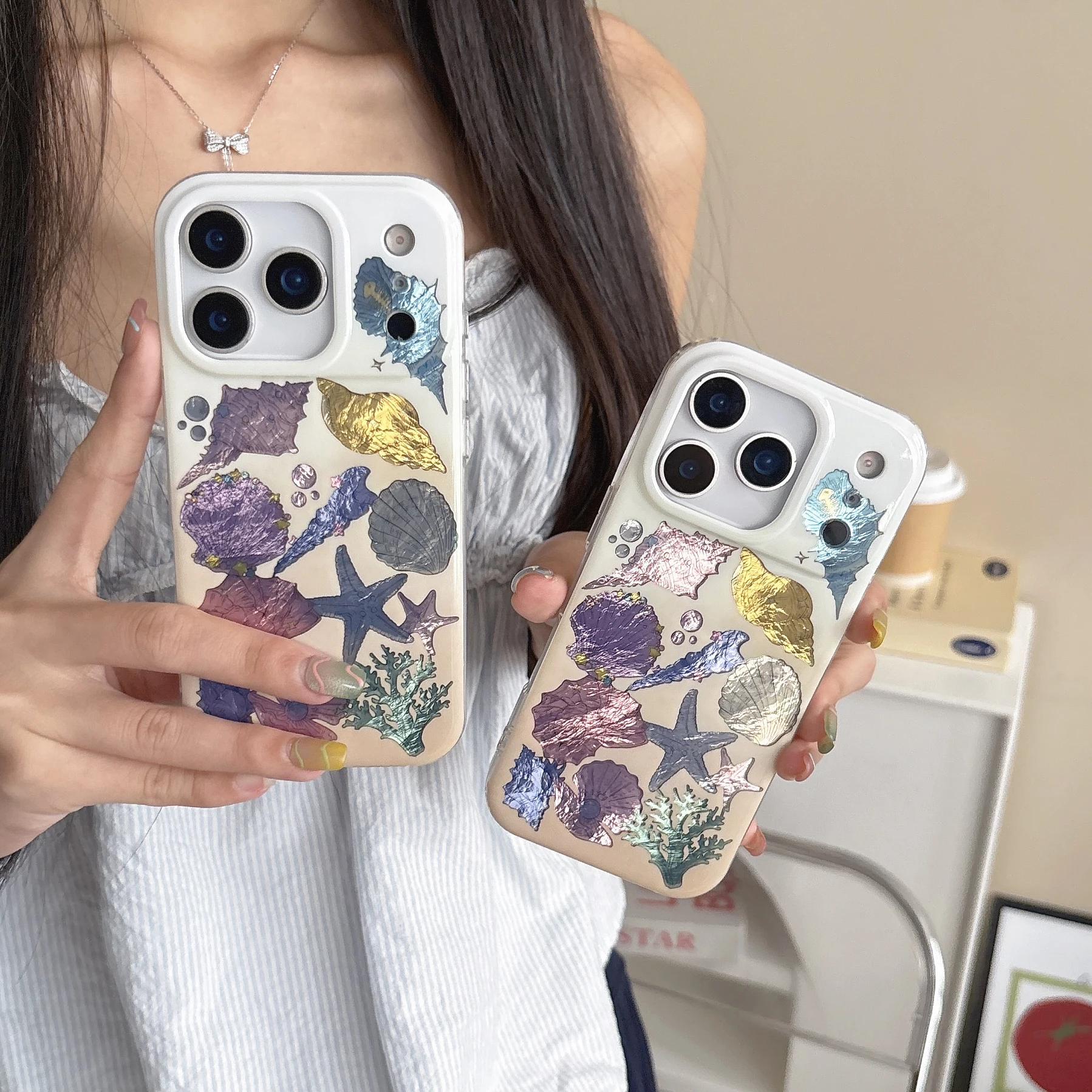 

Back Cover For IPhone 13 14 15 16 17 Pro Max Case Bling Glitter Shell Hard Pc Shockproof Phone Case