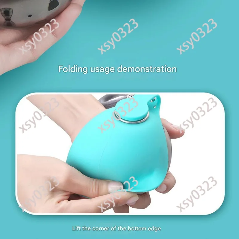 New 304 stainless steel kettle round out water cup sling hook folding silicone dog bowl