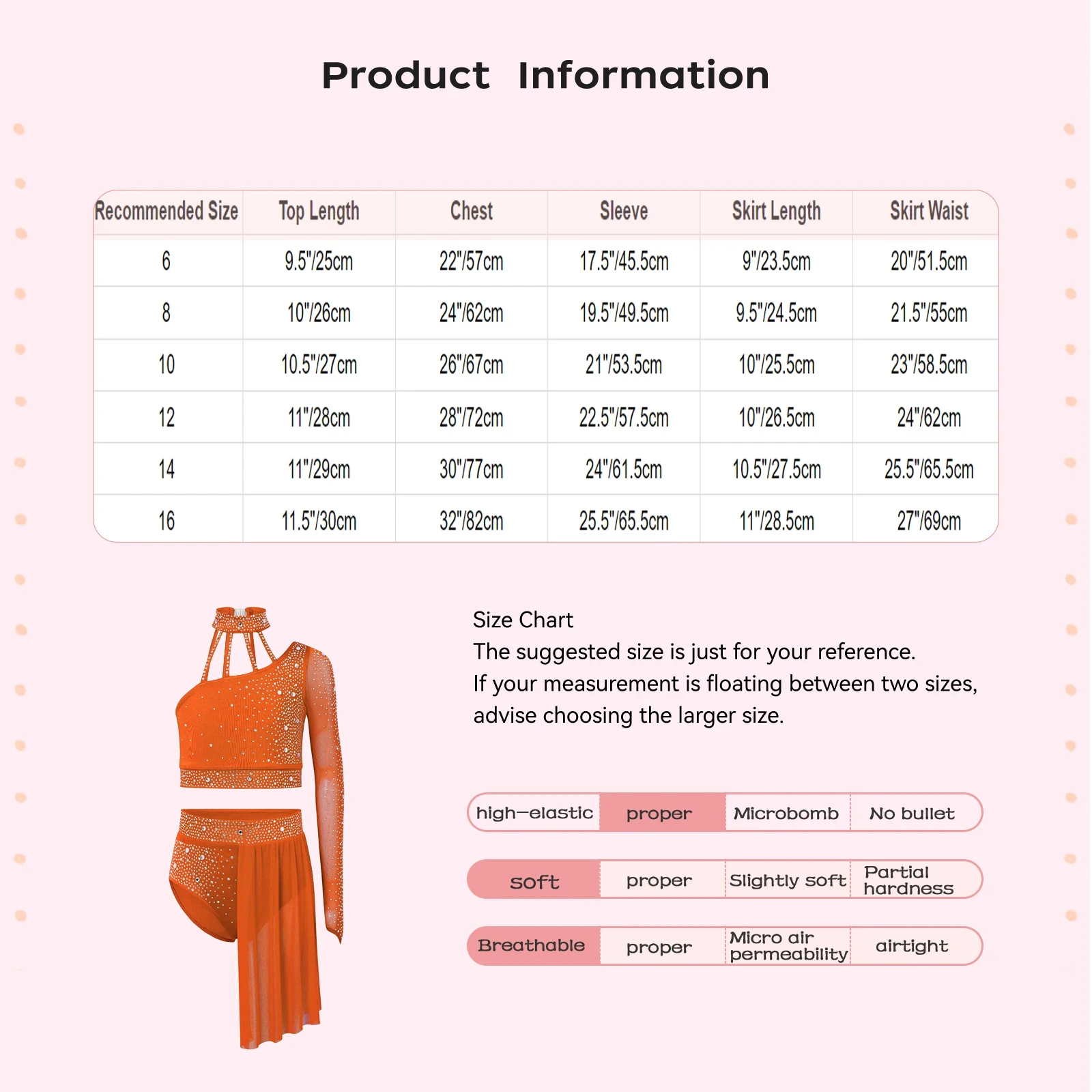 Kids Girls 2Pcs Ballet Dance Sets Performance Costume Rhinestones Gymnastics Jersey One Shoulder Crop Top with Irregular Skirt image 3