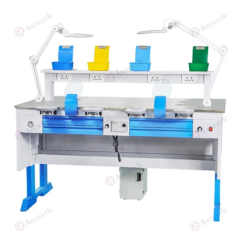 Customized Two-Person Stainless Steel Dental Lab Furniture Modern Workstations for Hospital School or Clinic Use