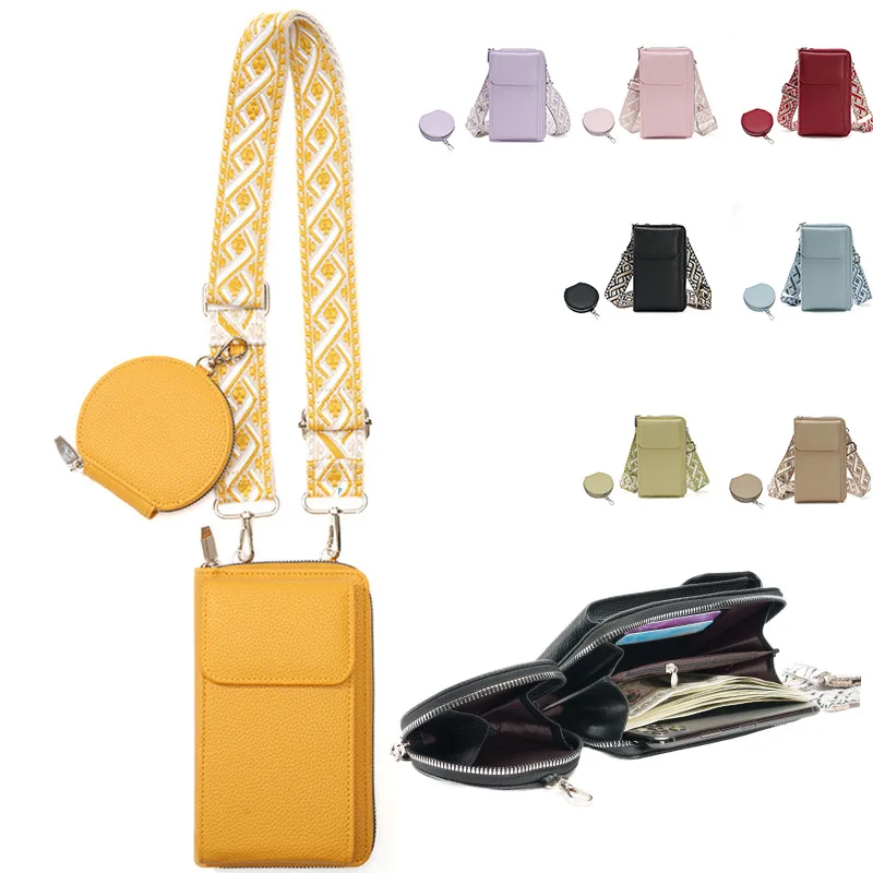 

2025 Fashion Solid Color PU Messenger Bags With Purse Ladies Phone Bag Outdoor Shoulder Bag With Purse Luxury PU Leather Bag