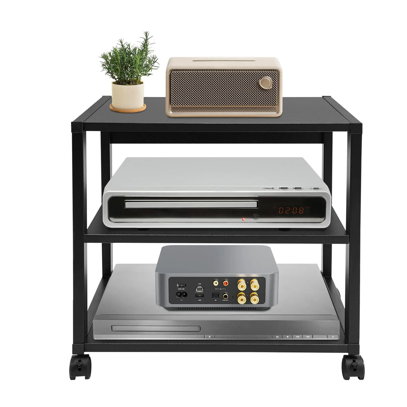 

3-Tier Audio-Video Media Stand, Home Stereo System Entertainment Components Cabinet, Game Console Stand, for Gaming, Meeting, Li