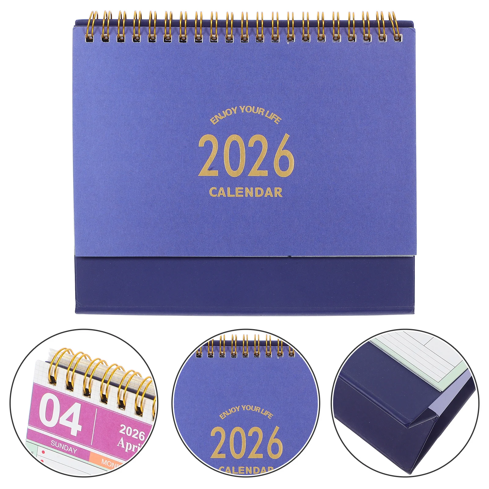 Mini calendrier de bureau à rabat sur pied, minimaliste, petit planificateur de bureau pour le bureau et la maison, organisateur rond de papier avec 2026
